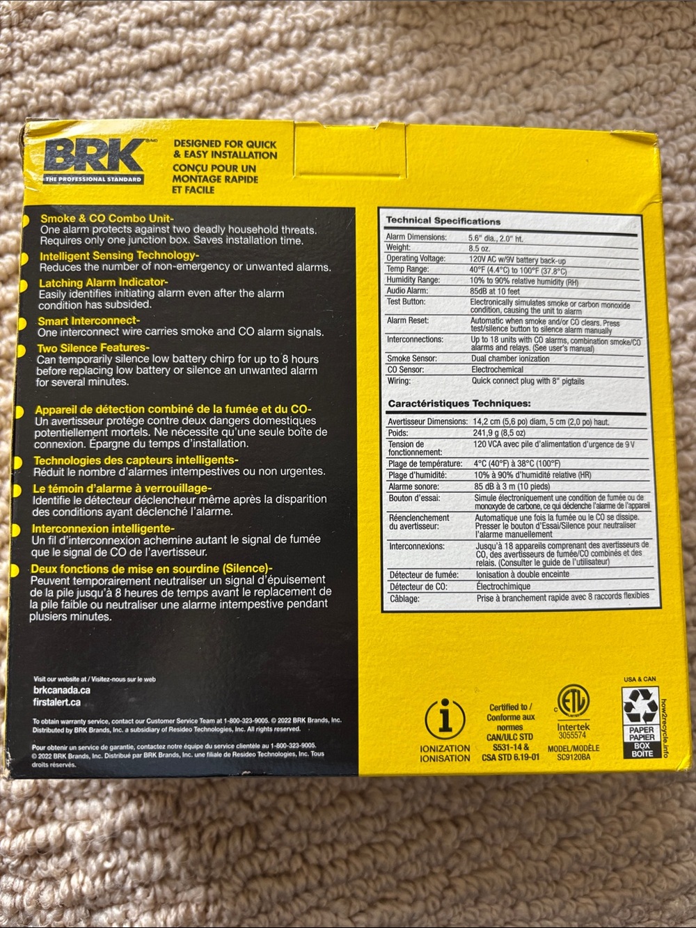 NEW - Set/4 BRK/mFirst Alert SM1100-AC Hardwired Smoke Alarm & 1 Smoke/CO2 Alarm - Picture 6 of 7